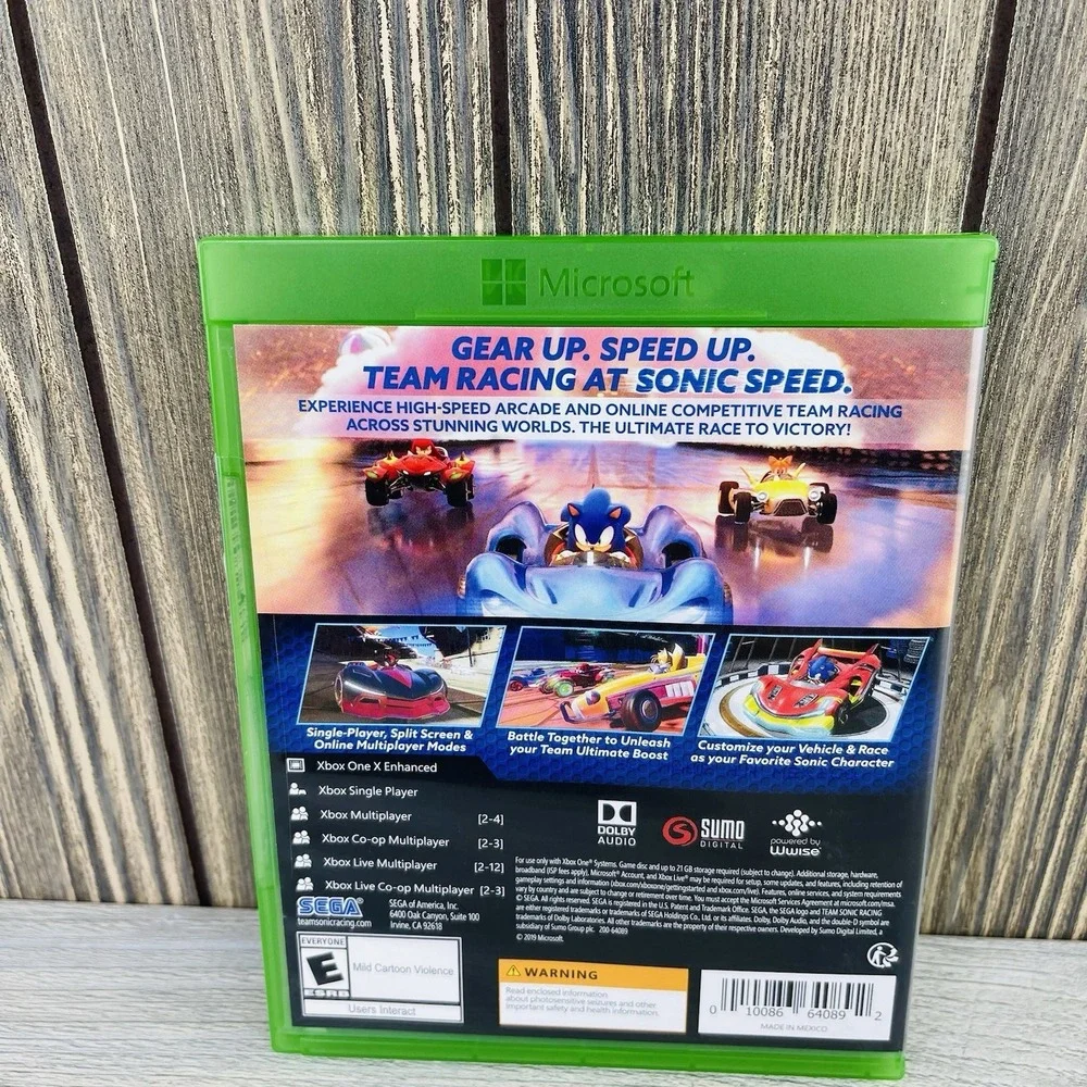 Team Sonic Racing (Microsoft Xbox One, 2019) CIB & Tested.